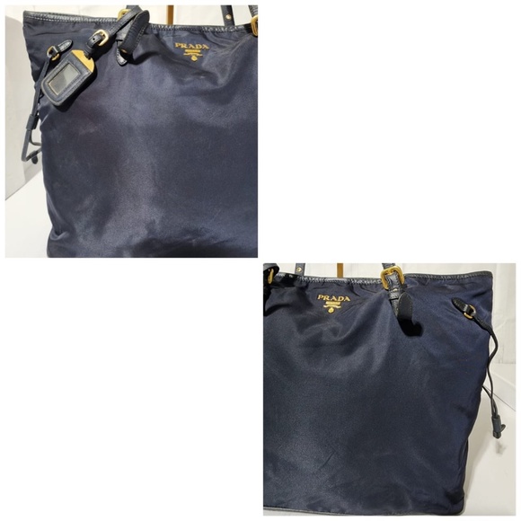 Authentic PRADA Tessuto Nylon Saffiano Tote Navy Blue - Picture 10 of 15